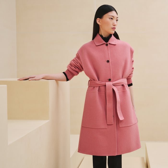 Belted cashmere long vest
