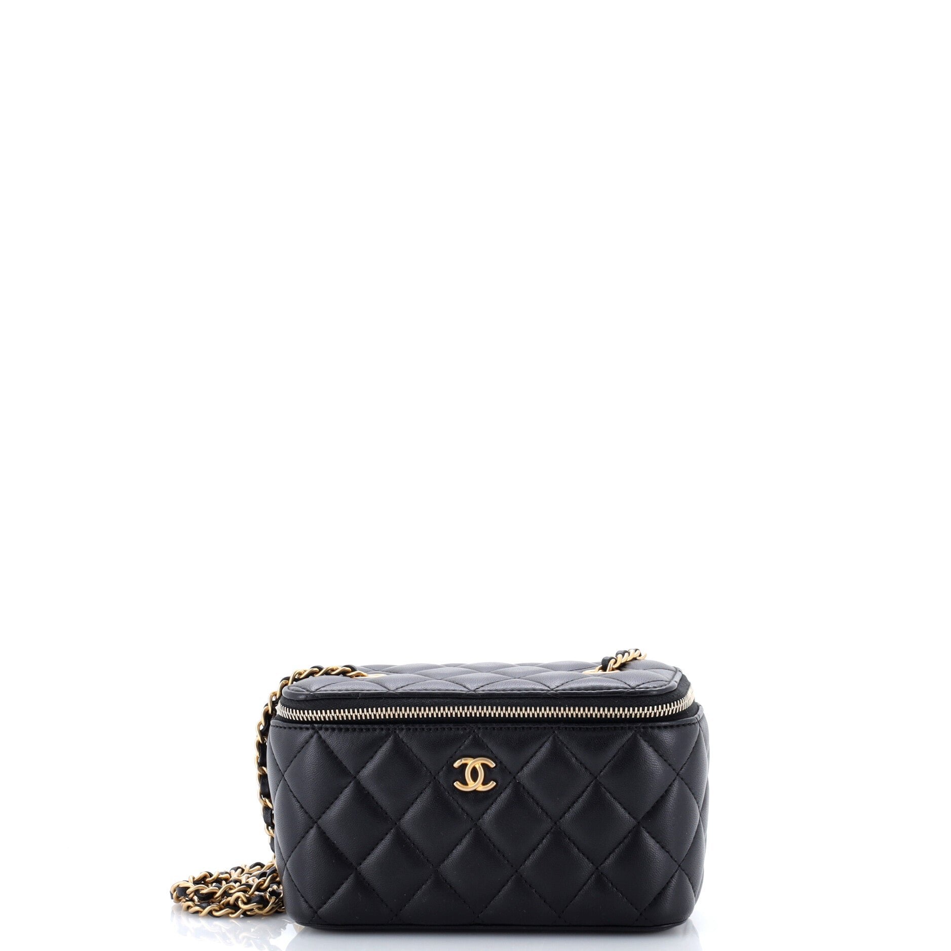 Pearl Crush Vanity Case with Chain Quilted Lambskin Small