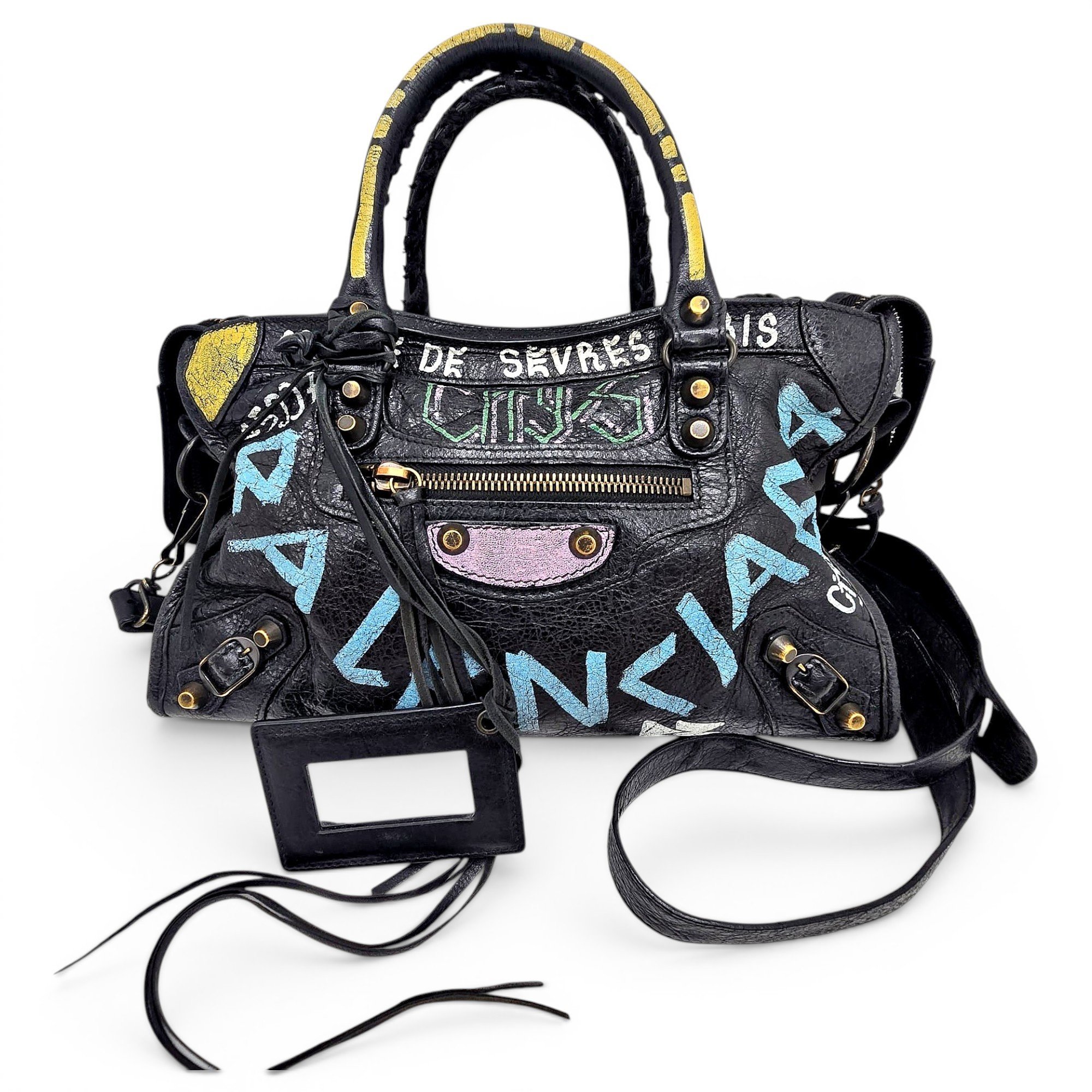 City leather handbag