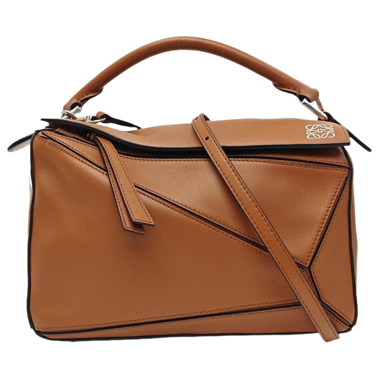 Puzzle leather handbag