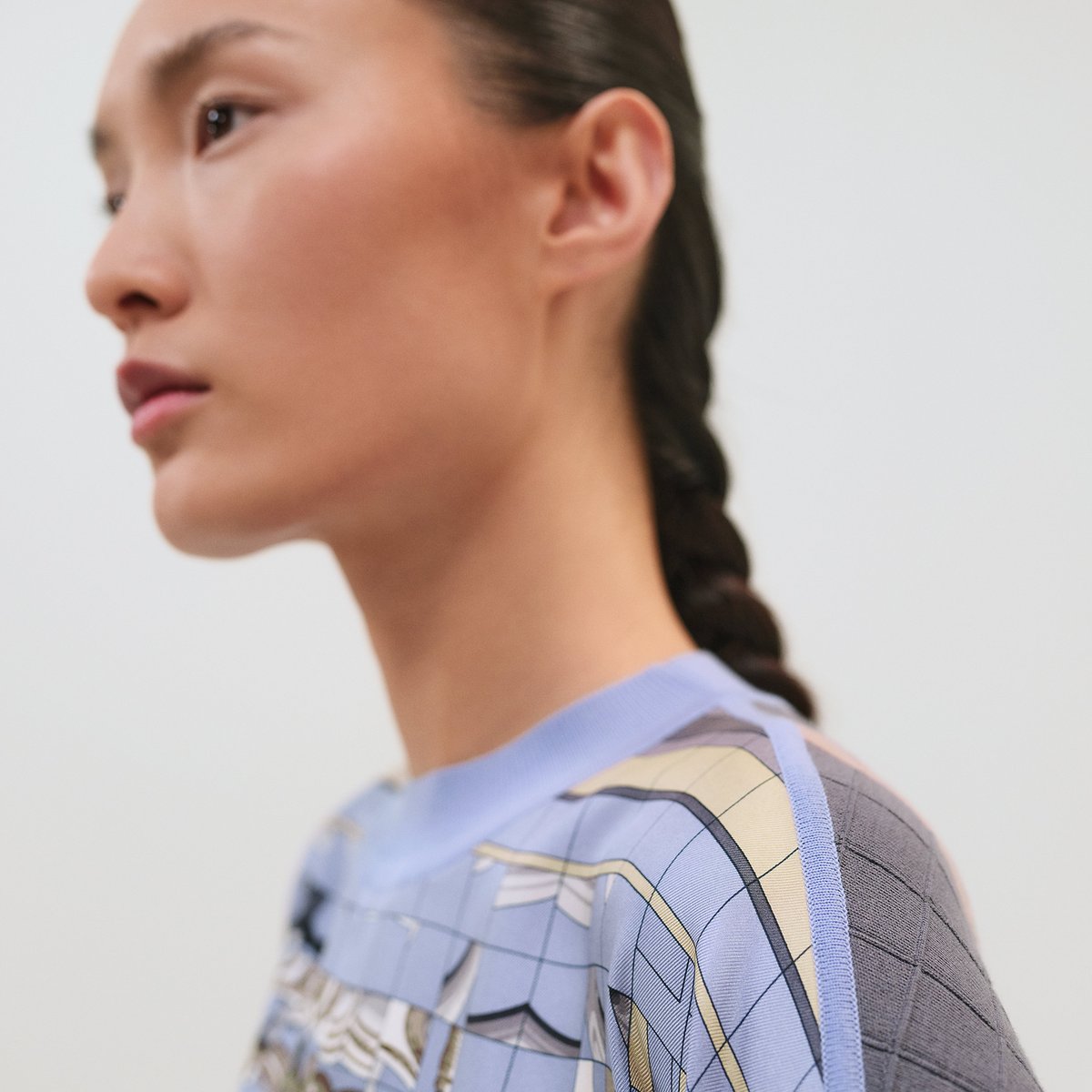 Bleu Grignon "Coaching Deja Vu" Long-sleeve Twillaine Sweater