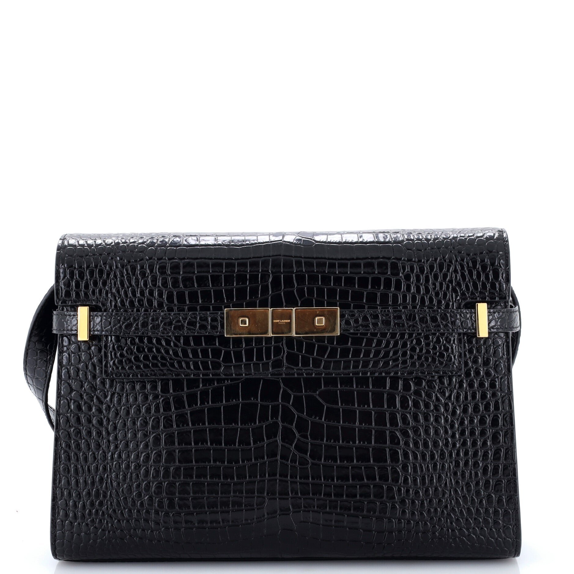 Manhattan Shoulder Bag Crocodile Embossed Leather Medium