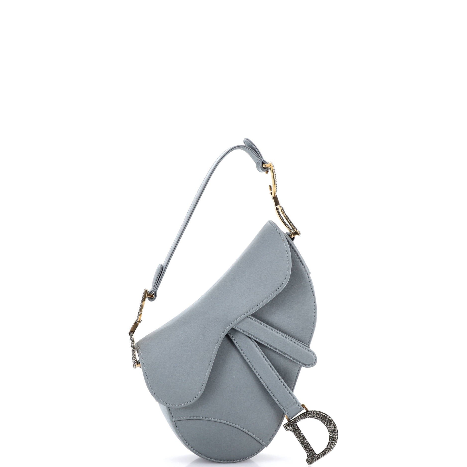 Saddle Handbag Satin with Crystals Mini