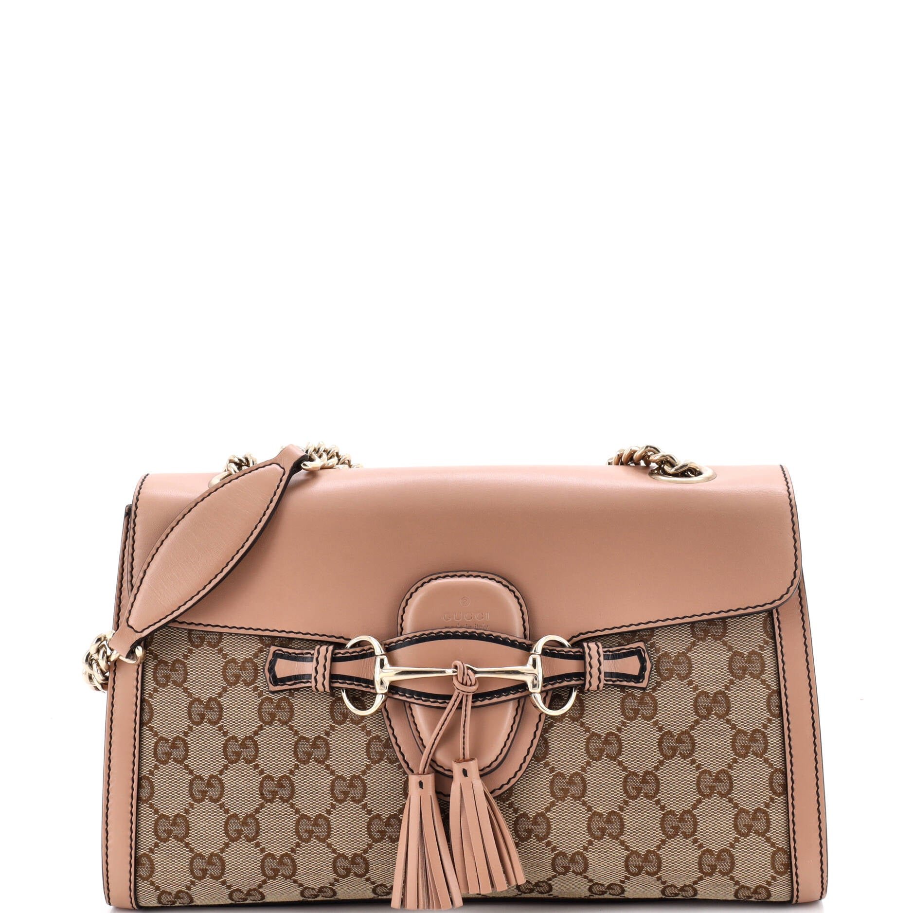 Emily Chain Flap Shoulder Bag GG Canvas and Leather Medium
