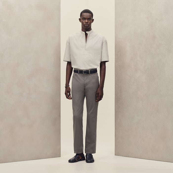 Mastic Short-sleeve Boxy Fit Shirt With Vareuse Collar