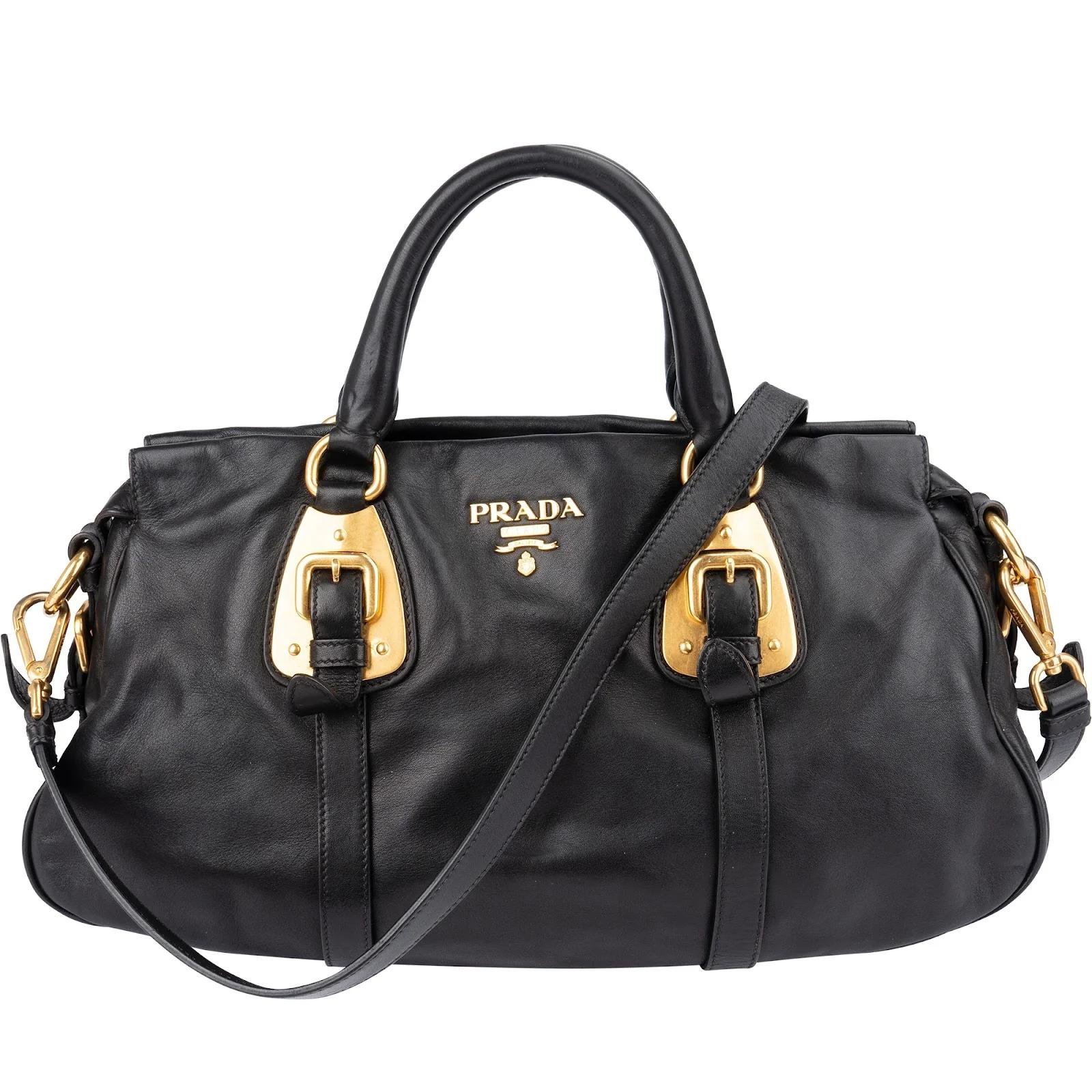 Buckle leather handbag