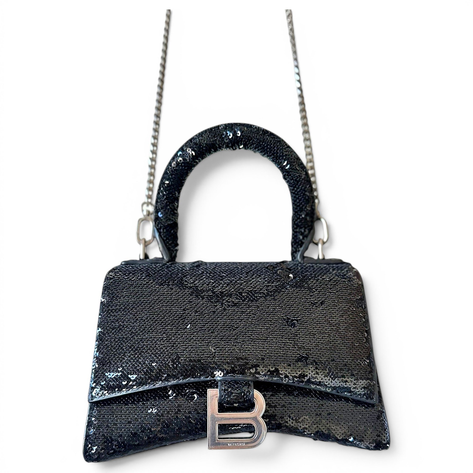 Hourglass glitter handbag