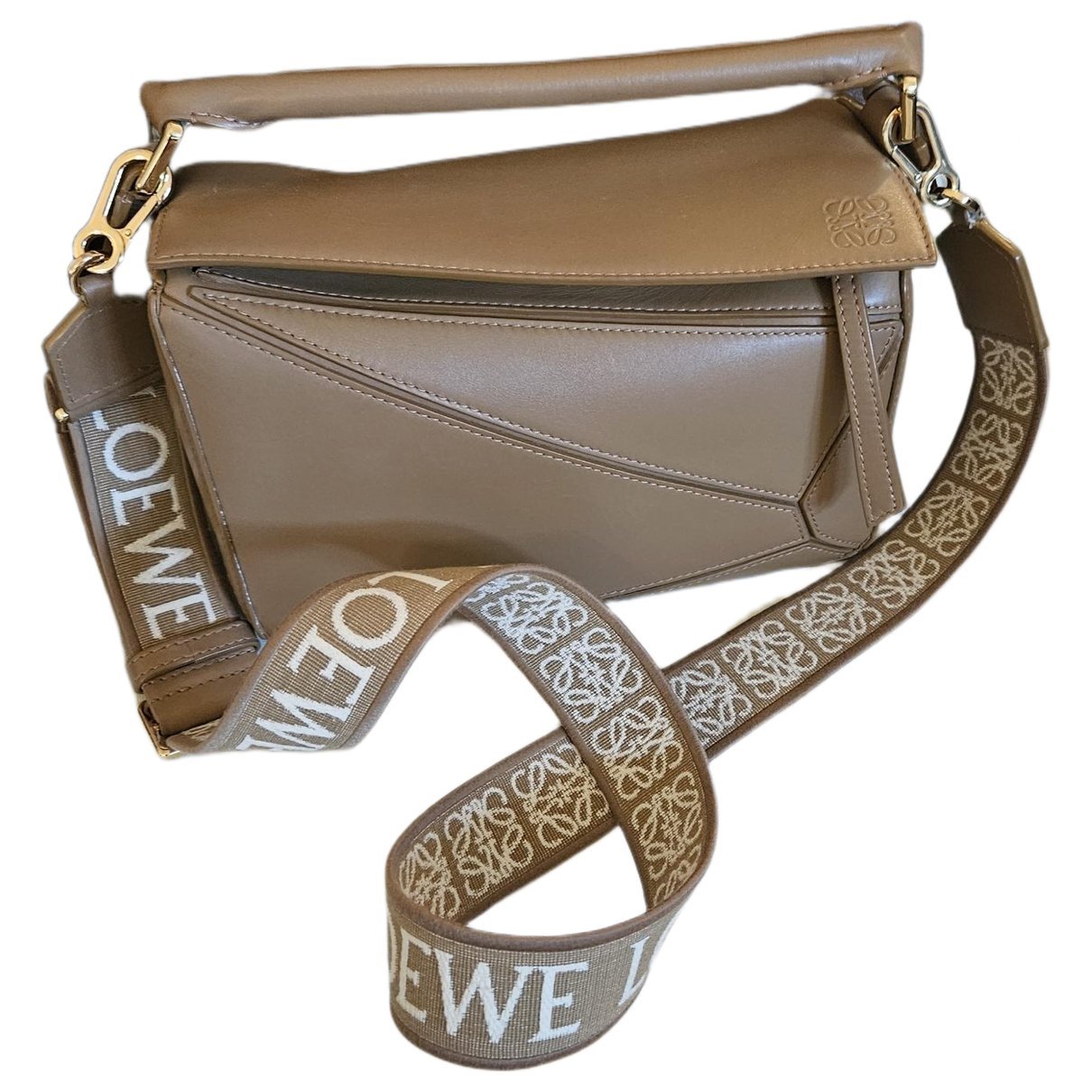 Puzzle leather handbag