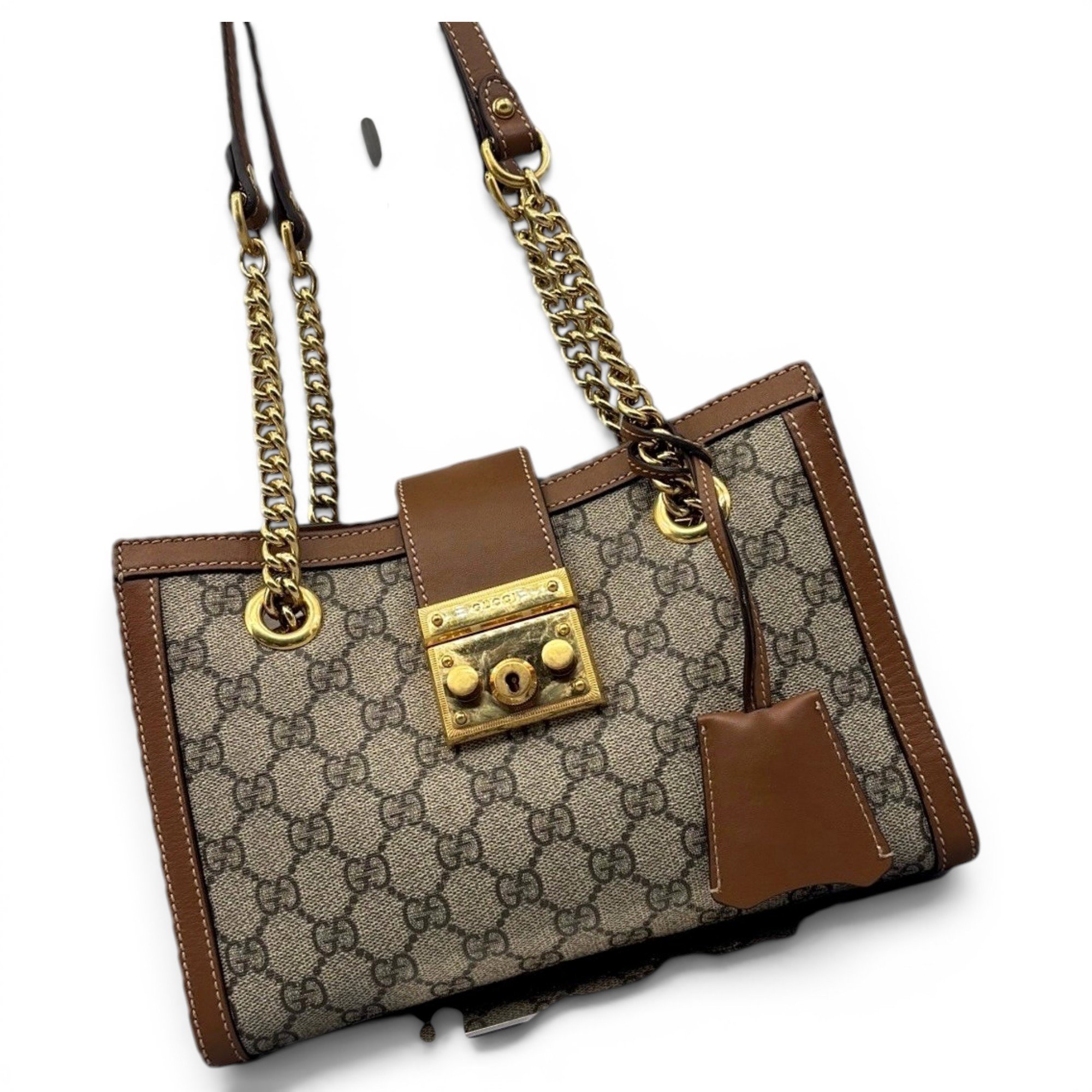 Padlock leather handbag
