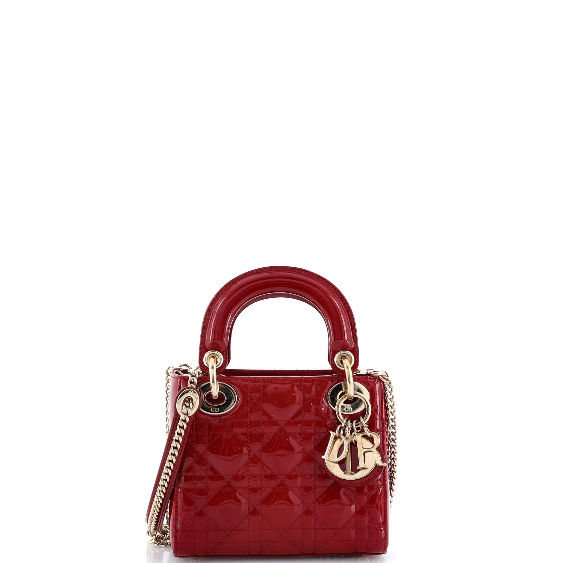 Lady Dior Chain Bag Cannage Quilt Patent Mini
