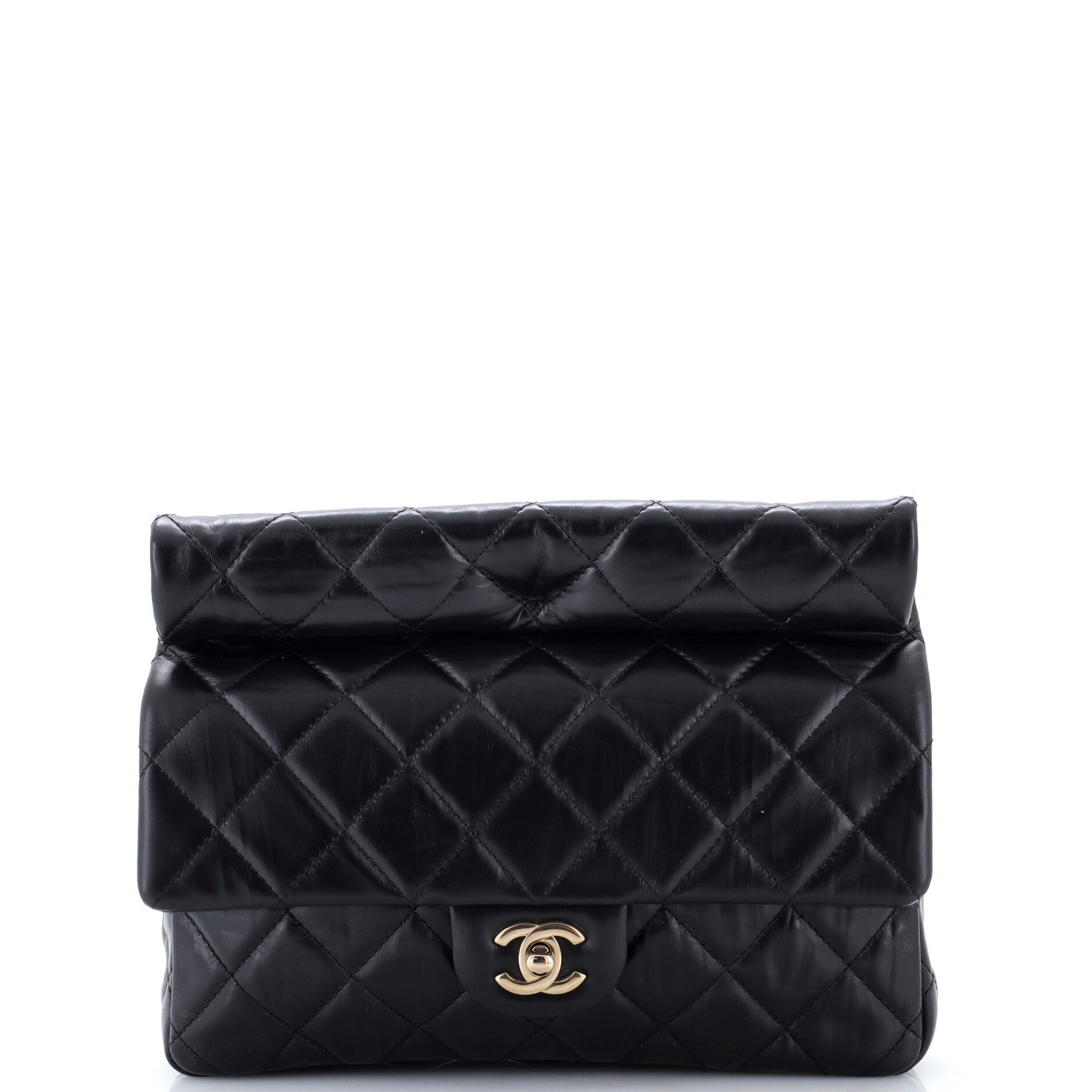 Classic Roll Clutch Quilted Crumpled Calfskin Medium
