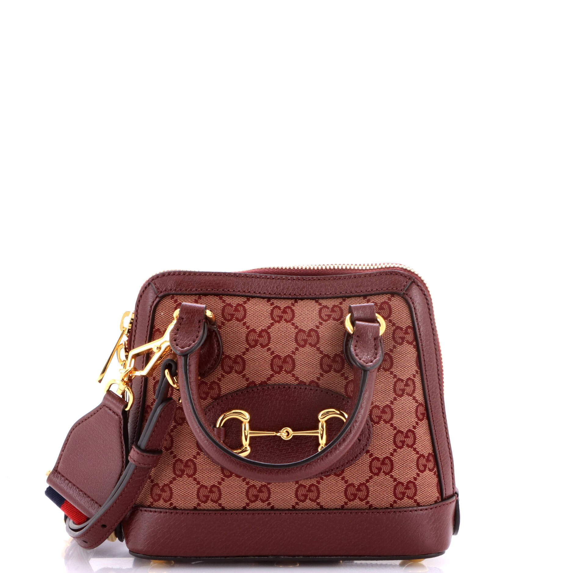 Horsebit 1955 Top Handle Bag GG Canvas with Leather Mini