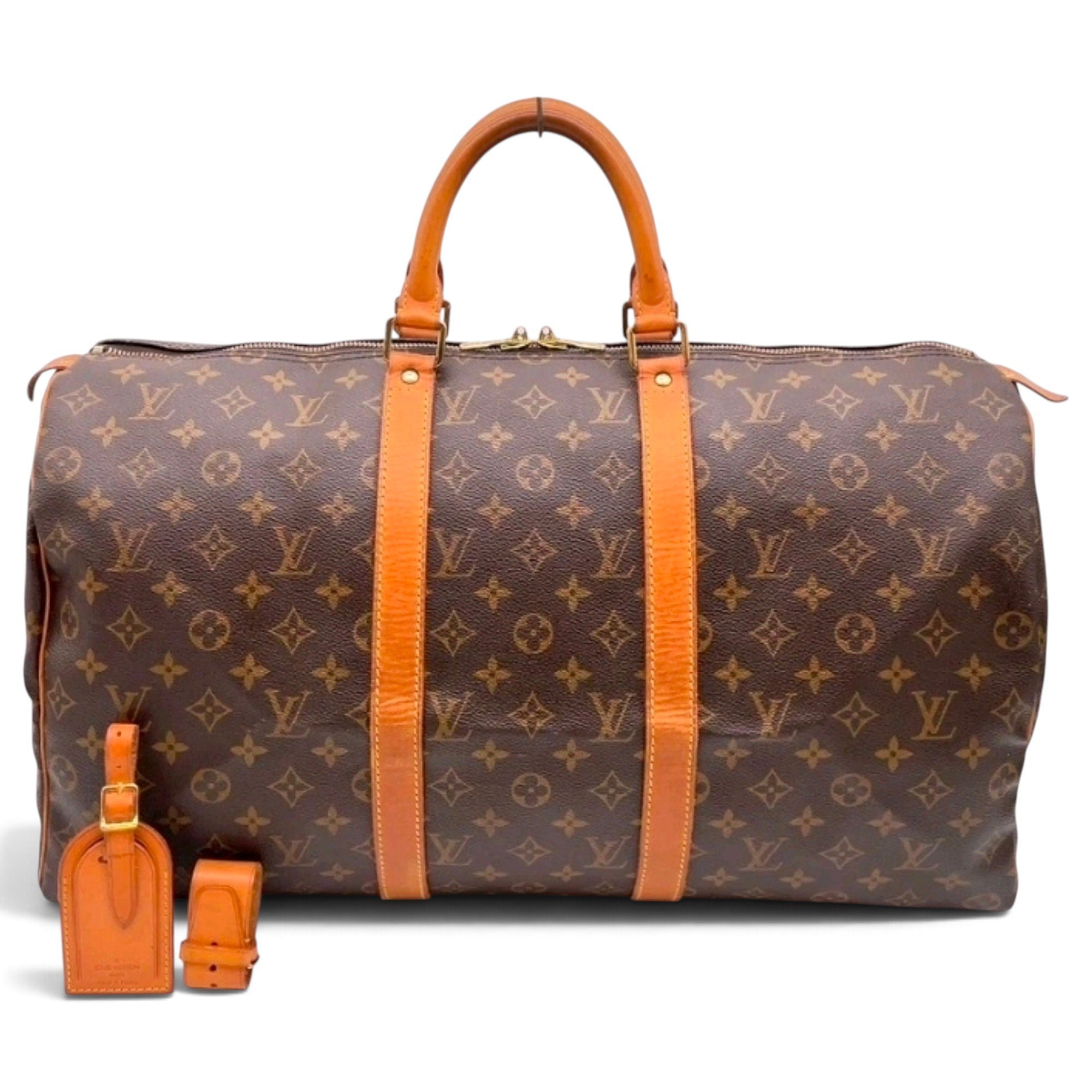 Louis Vuitton Keepall leather travel bag
