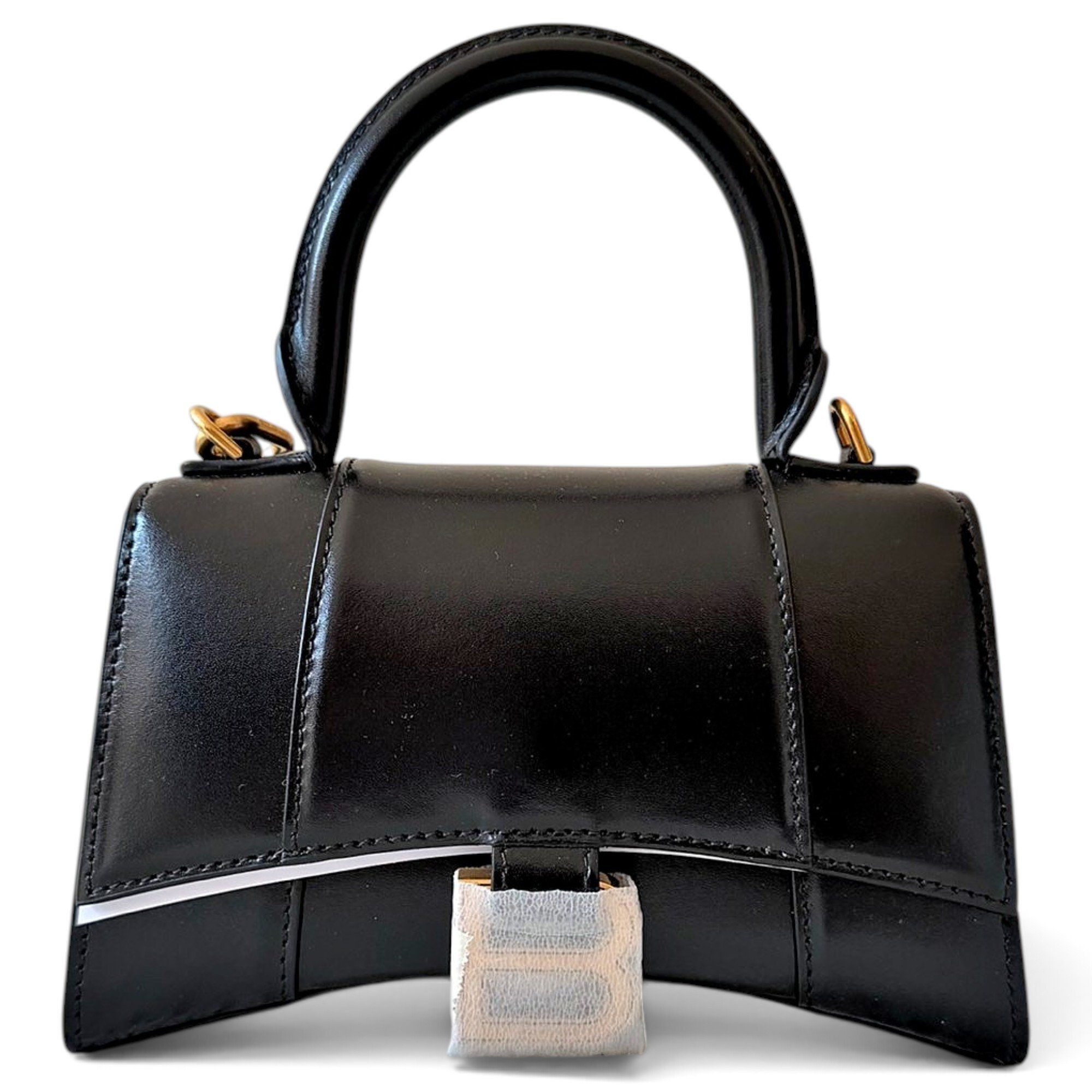 Hourglass leather handbag
