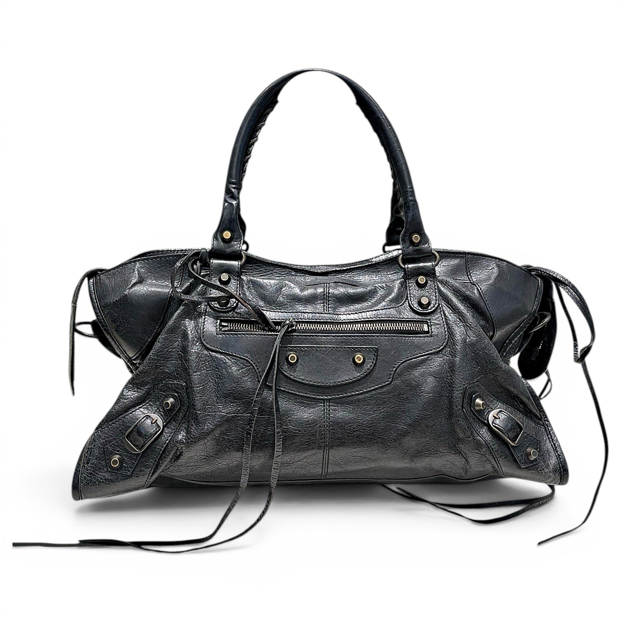 City leather satchel
