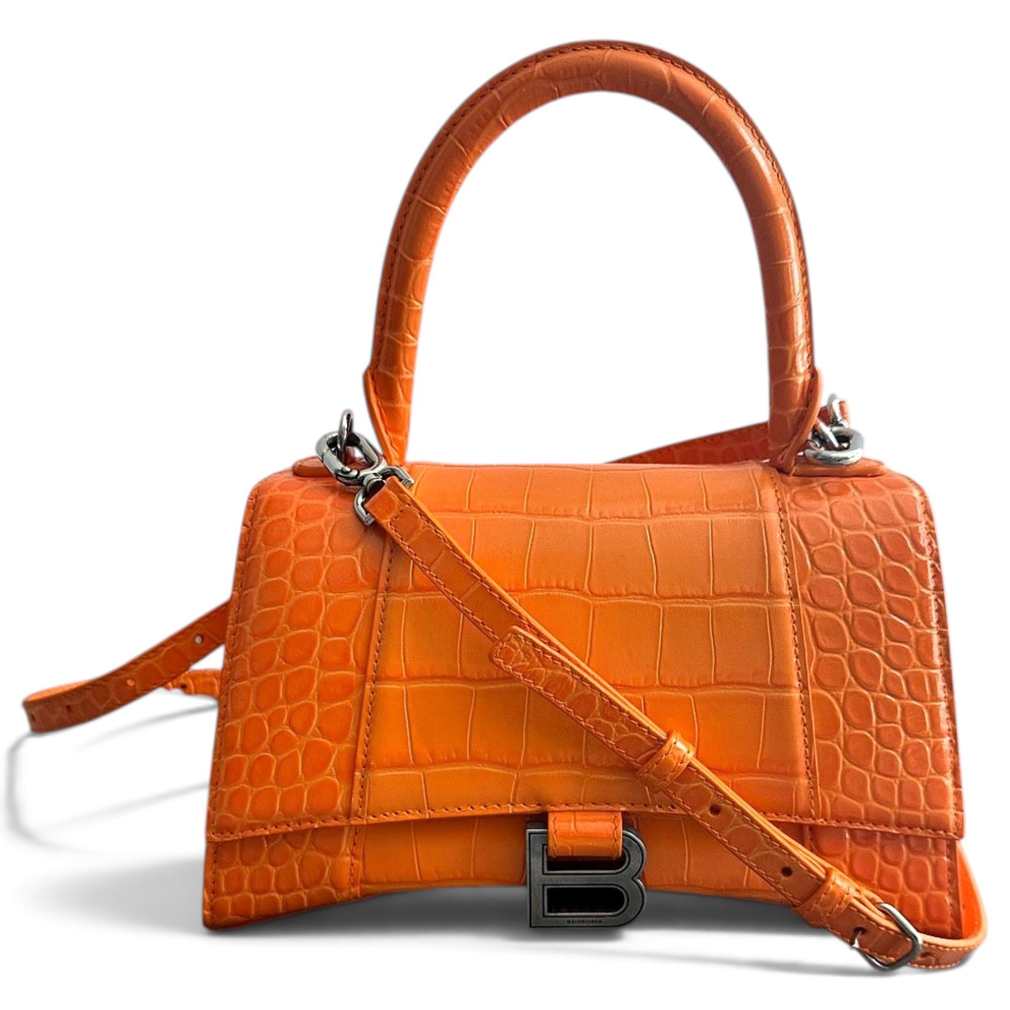 Hourglass leather handbag