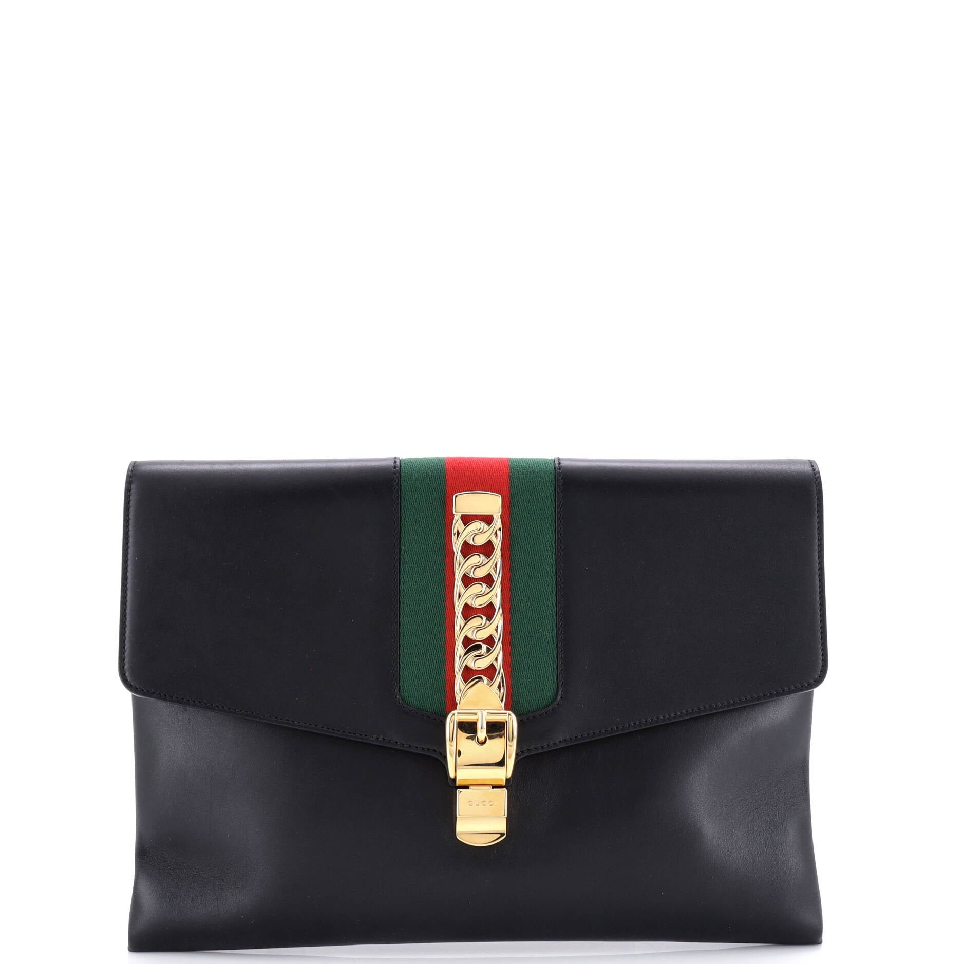 Gucci Sylvie Clutch Leather Maxi
