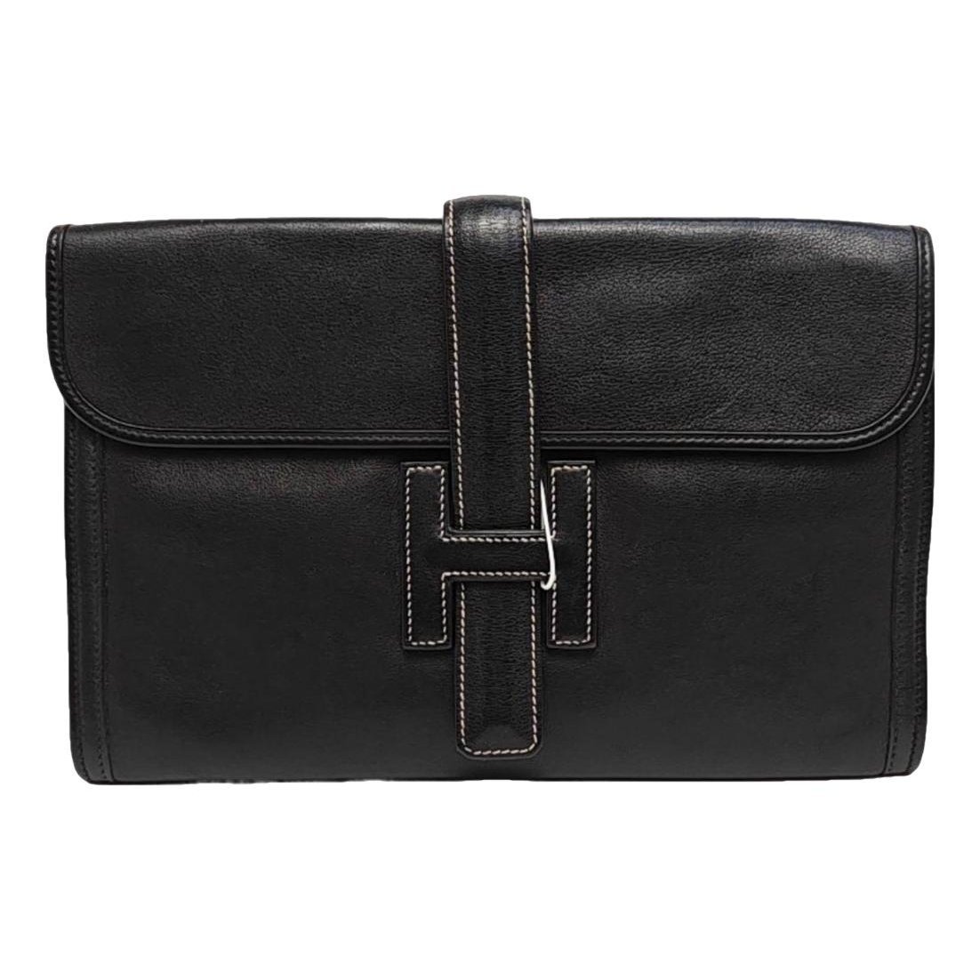 Hermes Jige leather clutch bag