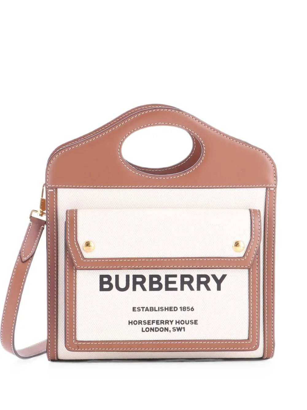 Logo Pocket Tote Canvas with Leather Mini crossbody bag