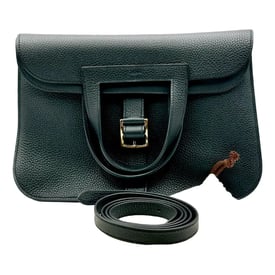 Hermes Halzan Handbag Black Clemence Leather 4188