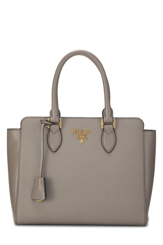 Grey Saffiano Convertible Handbag Small