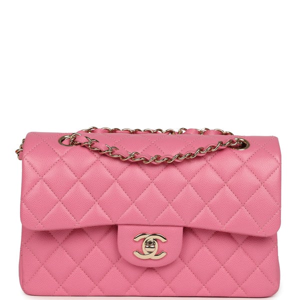 Chanel Small Classic Double Flap Bag Pink Caviar Light Gold Hardware
