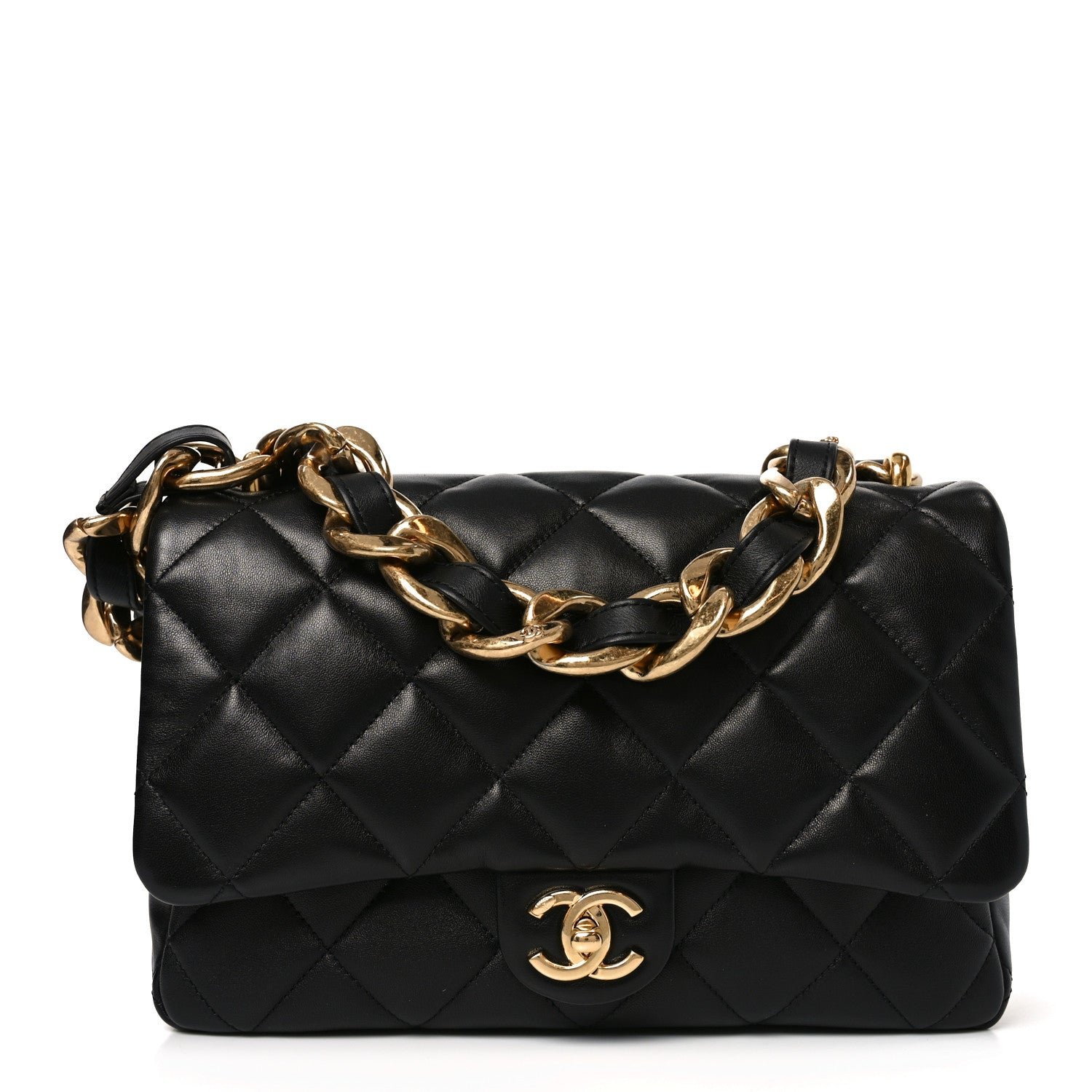 Chanel Lambskin Quilted Large CC Funky Town Flap Black