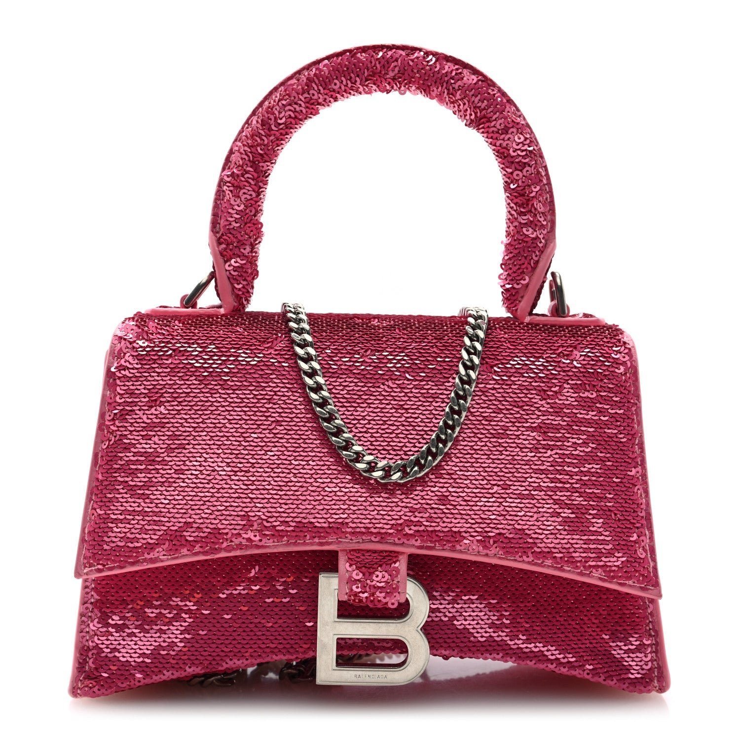 Balenciaga Sequin Hourglass Top Handle Bag XS Pink