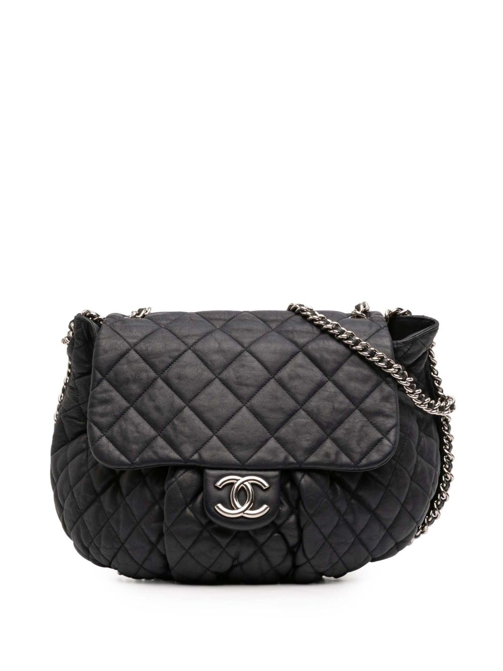 2011 Large Washed Lambskin Chain Around Flap crossbody bag