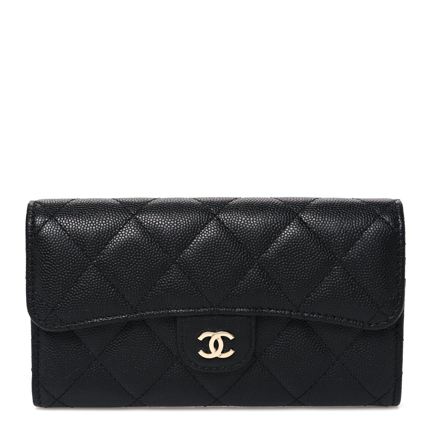 Chanel Caviar Quilted Medium Gusset Flap Wallet Black