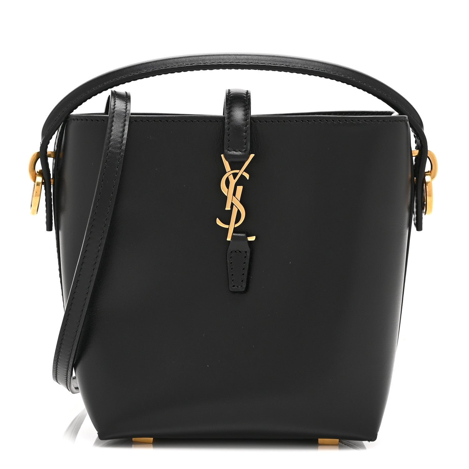 Saint Laurent Shiny Calfskin Le 37 Mini Bucket Bag Black