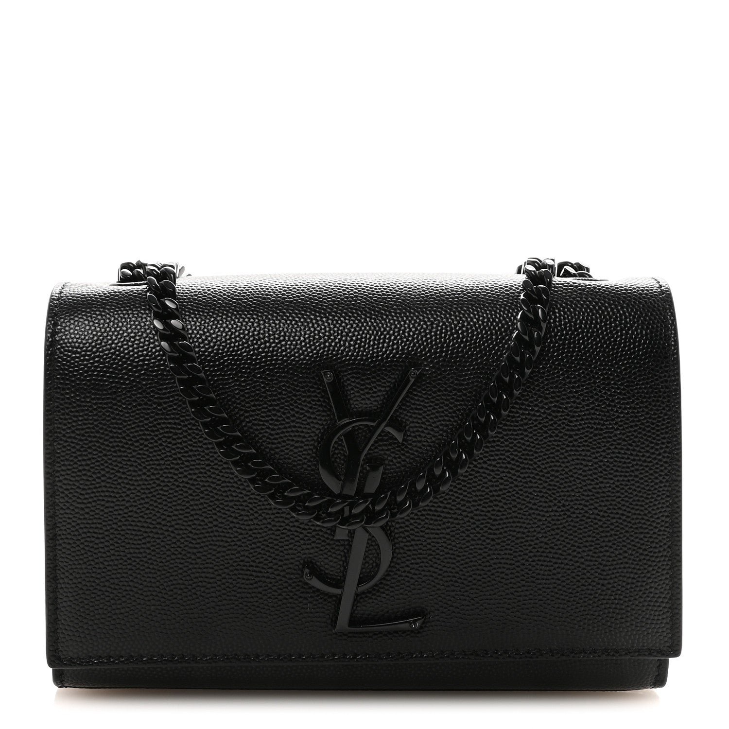 Saint Laurent Grain De Poudre Small Monogram Monochrome Kate Satchel Black