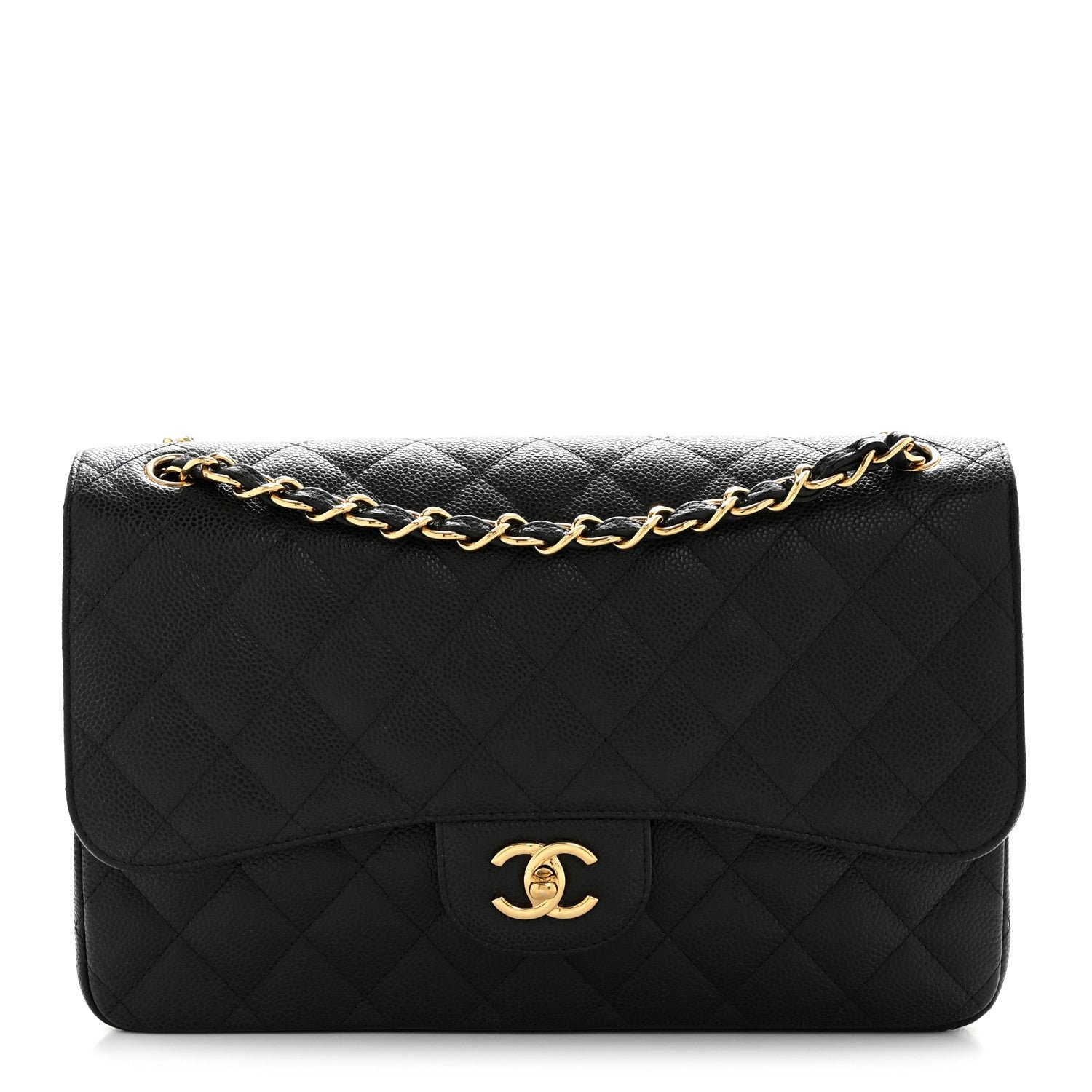 Chanel Chanel Caviar Quilted Jumbo Double Flap Black