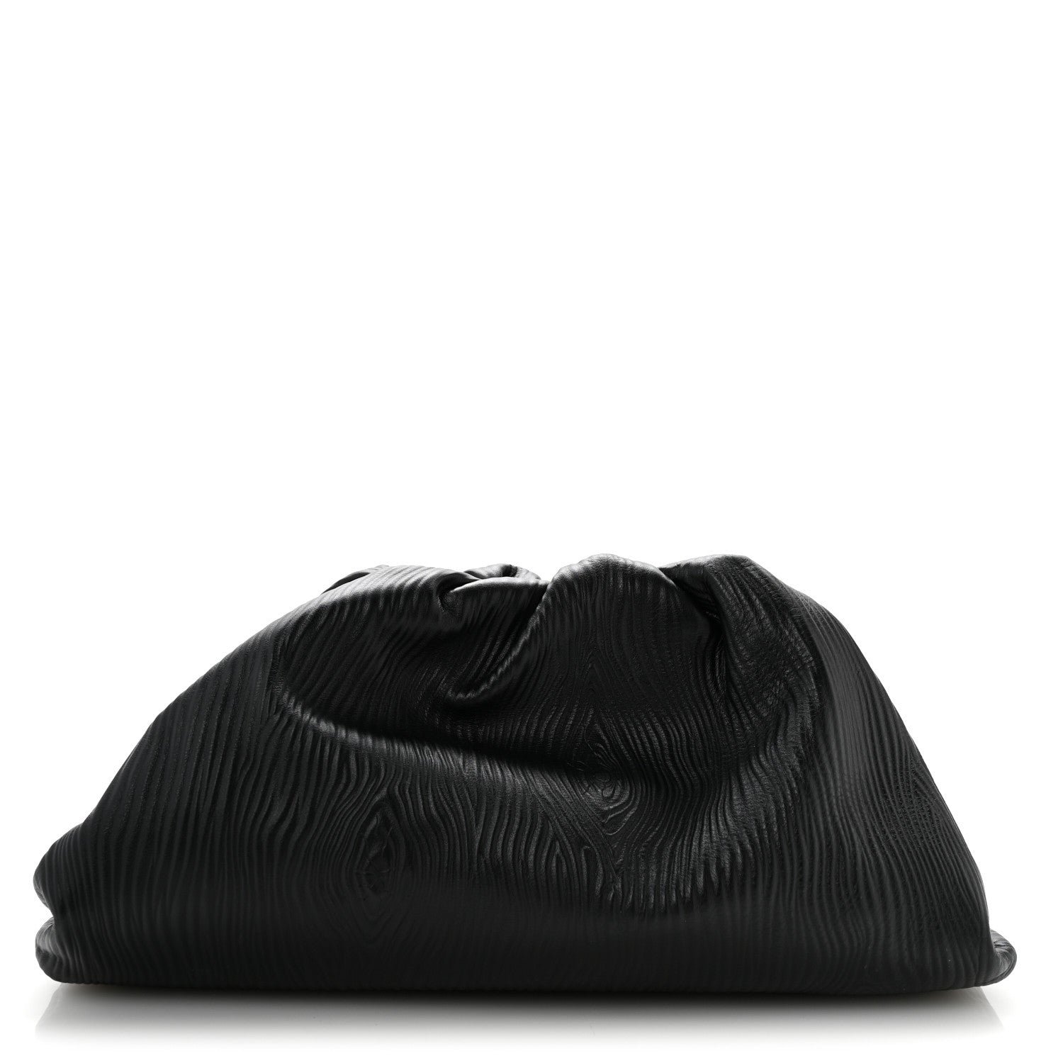 Bottega Veneta Bark Calfskin Embossed The Pouch Oversized Clutch Black