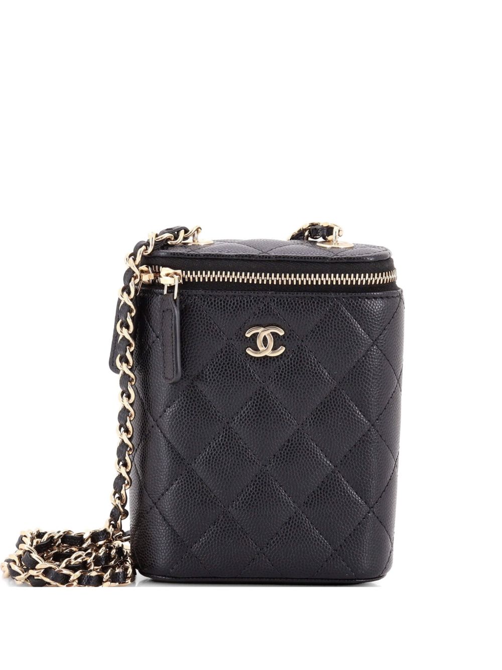 Vertical Classic Vanity Case with Chain Quilted Caviar Small shoulder bag