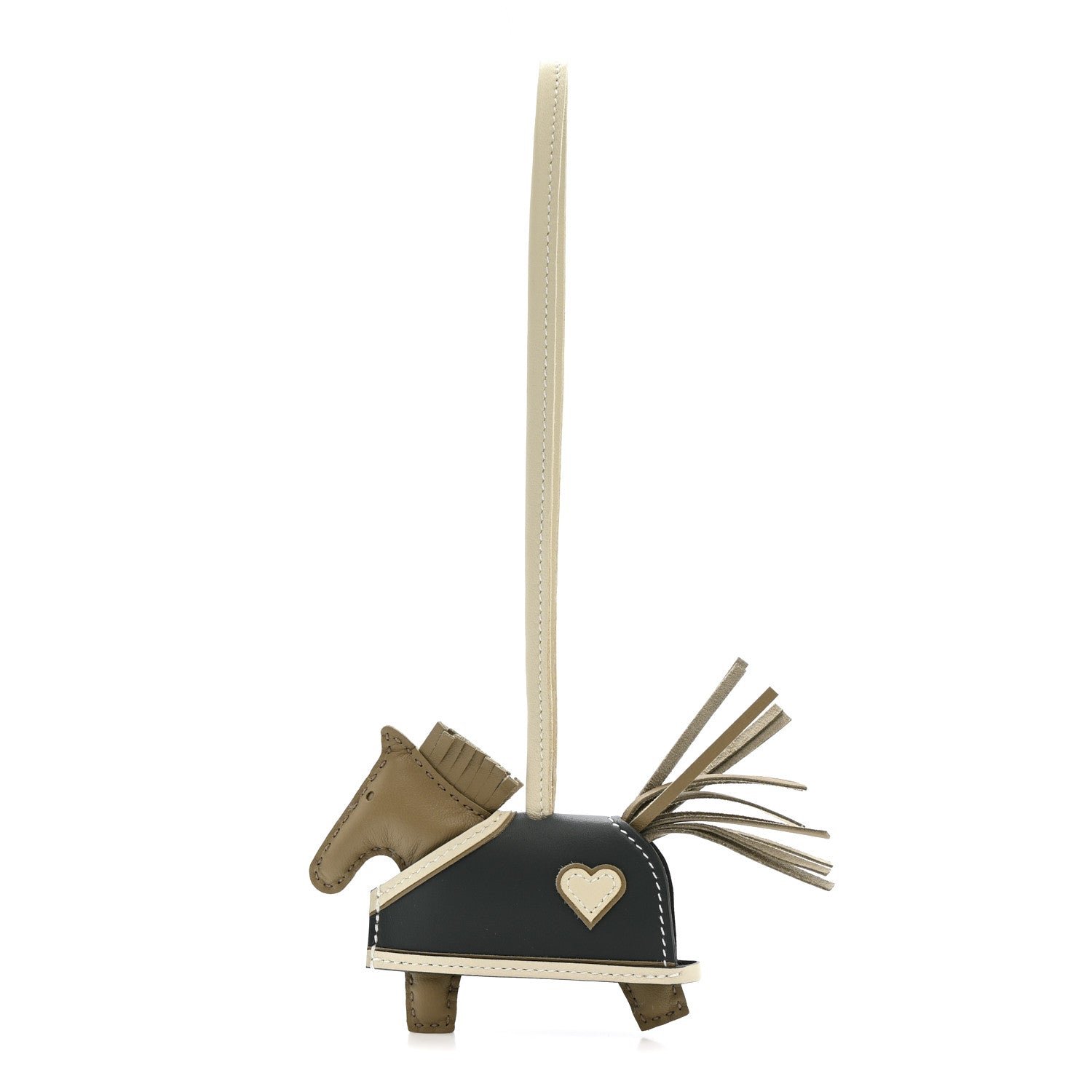 Hermes Hermes Milo Lambskin Grigri Rodeo Robeo Coeur Bag Charm PM Beige Marfa Craie Vert Mangrove