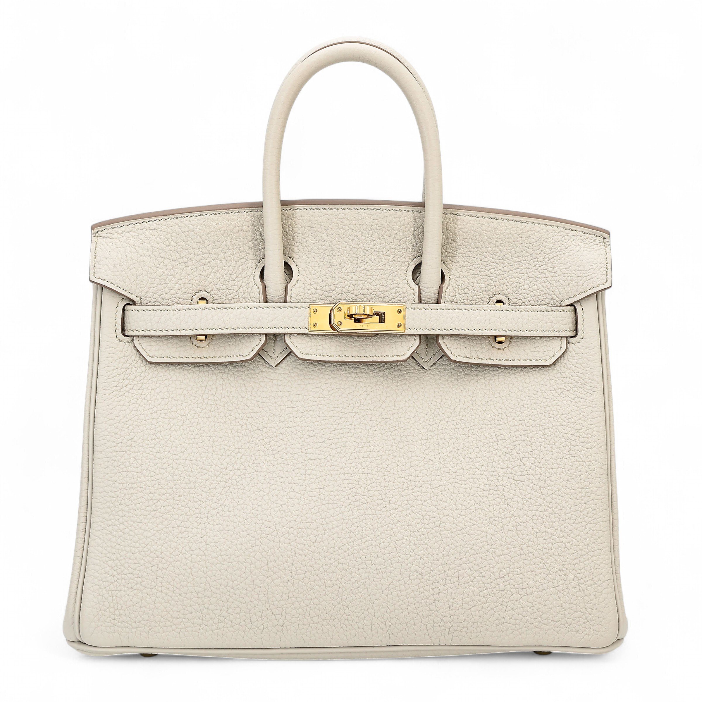 Hermes Excellent ( Rank SA ) HERMÈS Birkin 25 Beton (8L) Togo Gold hardware U (2022)