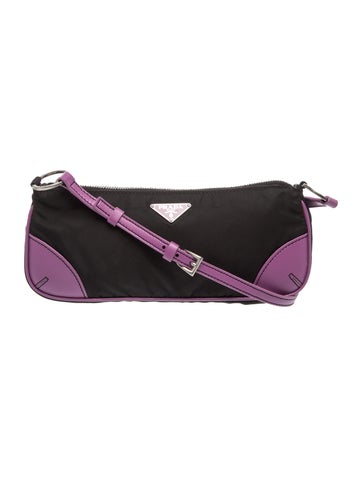 Enameled Metal Triangle Tessuto Nylon Shoulder Bag