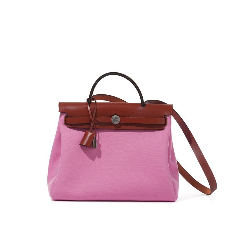 Hermes Cuivre Vache Hunter and 5P Bubblegum Pink Toile Herbag Zip 31 Palladium Hardware, 2020