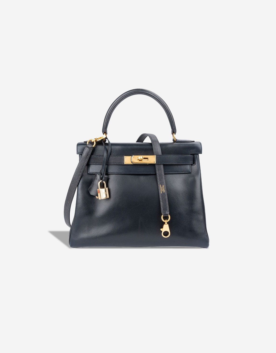 Hermes 
		Kelly 28 Box Bleu Marine    