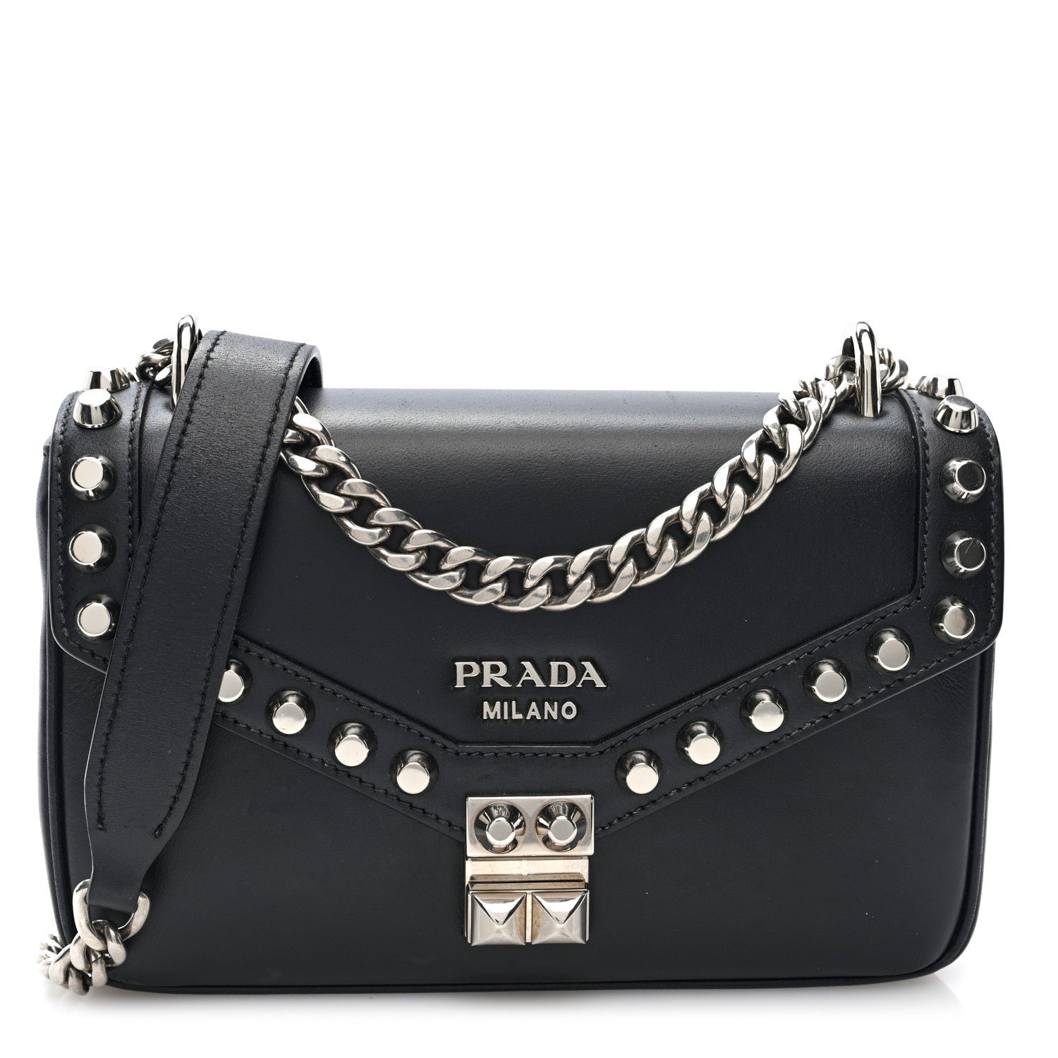Prada Saffiano Pattina Crossbody Bag Black