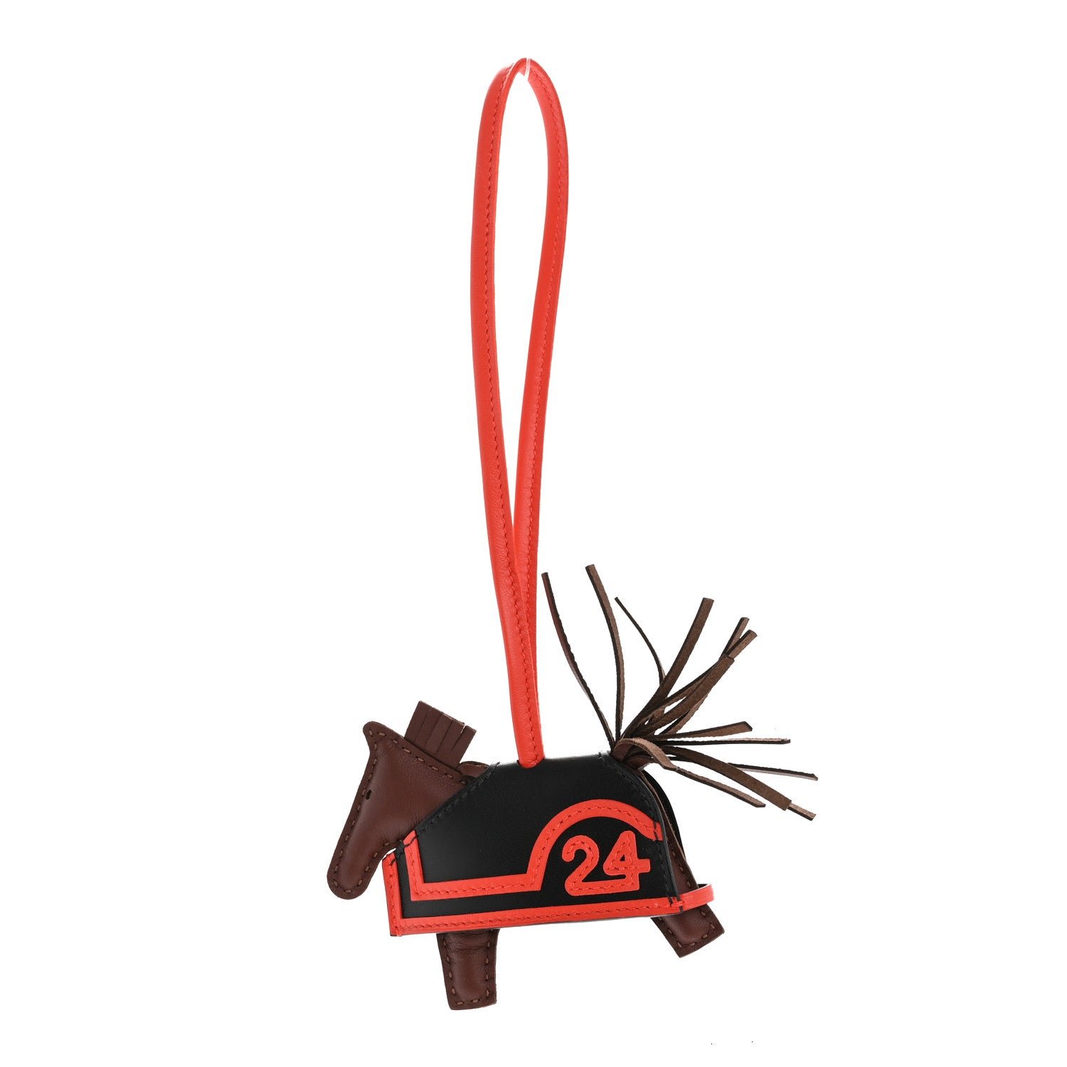 Hermes Hermes Milo Lambskin Grigri Rodeo Robeo 24 Bag Charm PM Terre Black Capucine