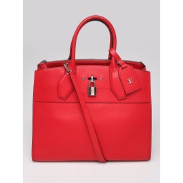 Louis Vuitton Louis Vuitton Red Smooth Leather City Steamer MM  Bag