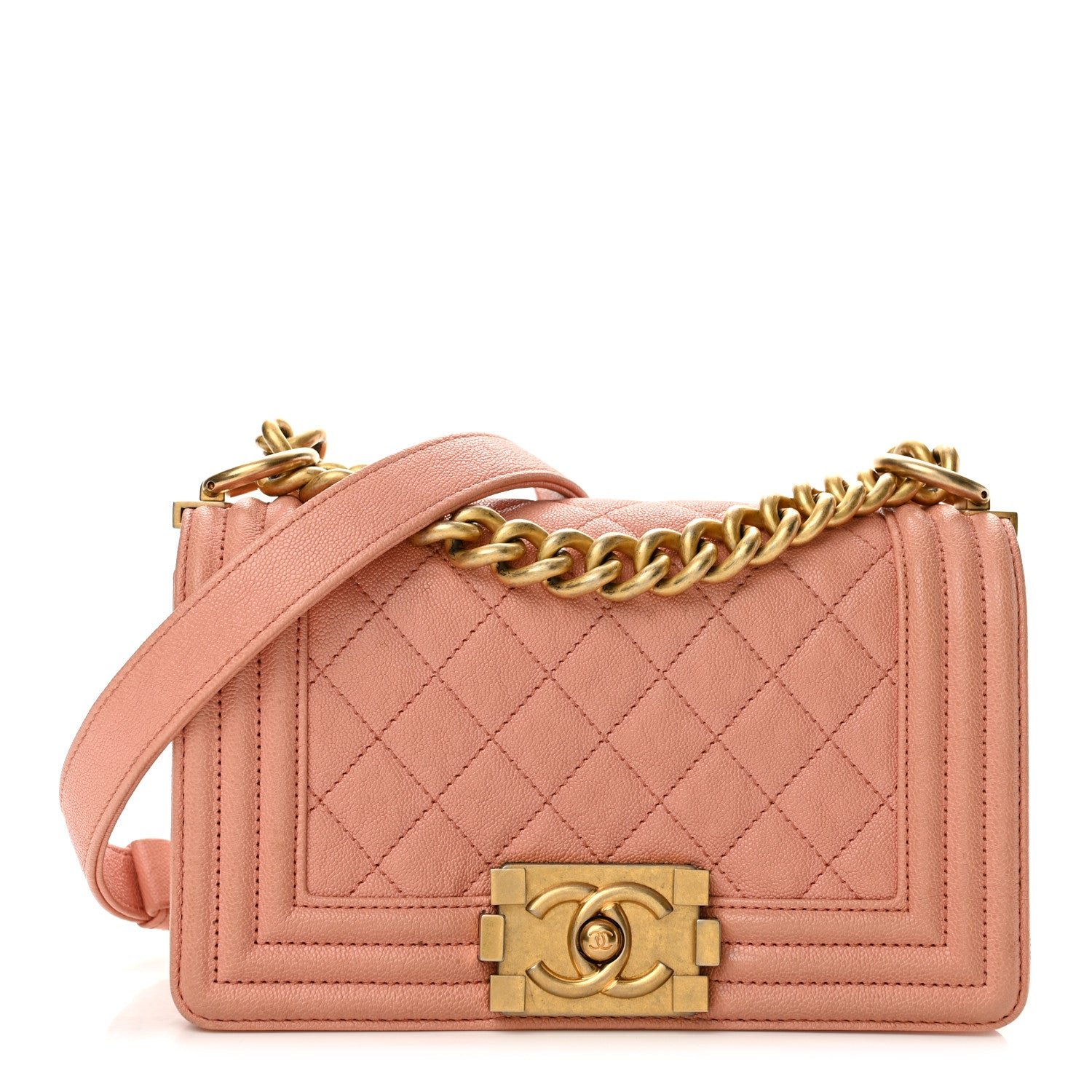 Caviar Quilted Small Boy Flap Pink
