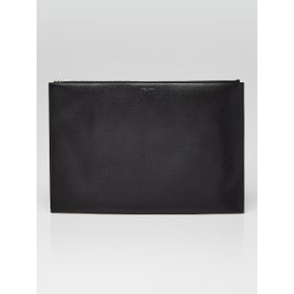 Saint Laurent Yves Saint Laurent Black Grained Leather Medium Porte Document Bag