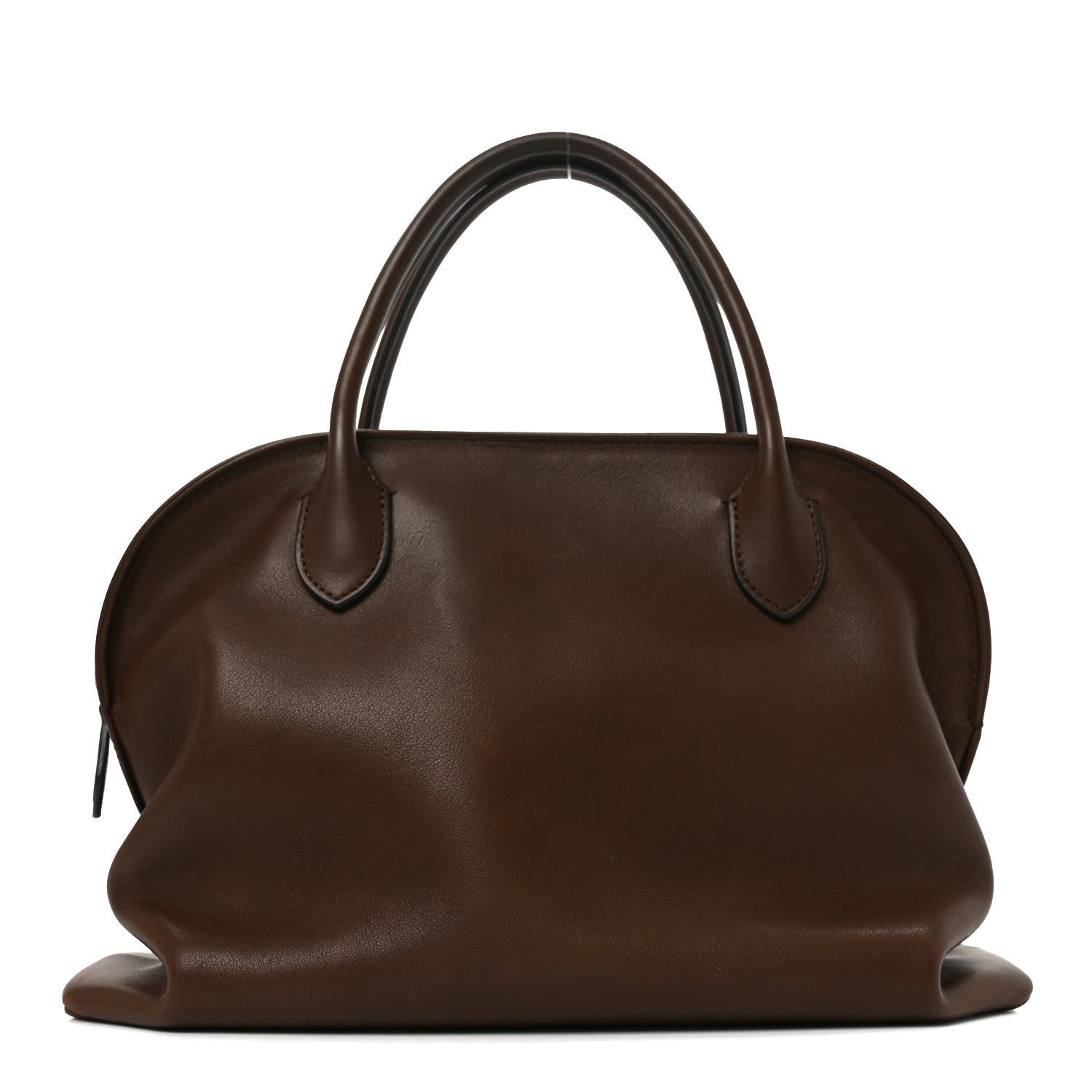 The Row The Row Polished Saddle Calfskin Agnes 12 Deep Brown