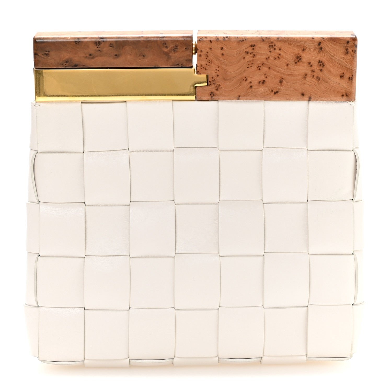 Bottega Veneta Nappa Intrecciato The Snap Clutch White