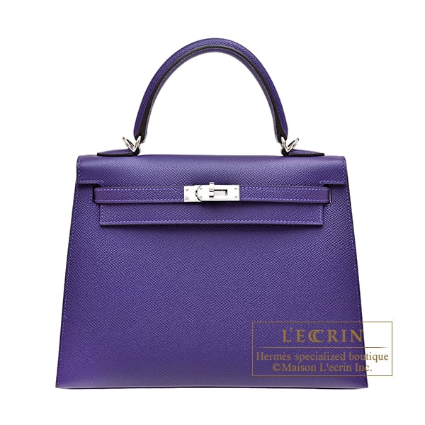 Hermes Kelly bag 25 Sellier Purple Epsom leather Silver hardware