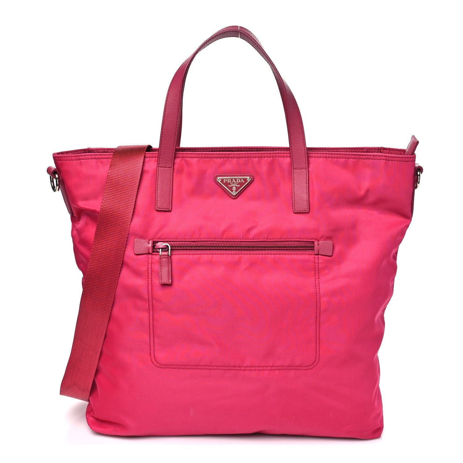 Prada Tessuto Nylon Saffiano Pocket Tote Ibisco