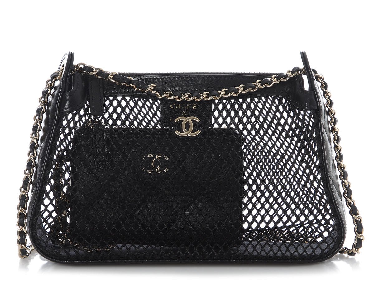 Chanel Black Mesh Clutch with Chain